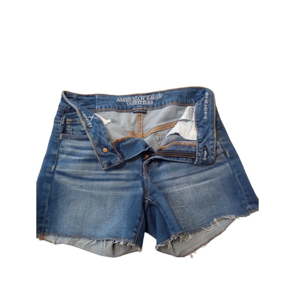 American Eagle Outfitters Blue Hi-Rise Shortie Cut-Off 5-Pocket Shorts Size 4 - Picture 3 of 3
